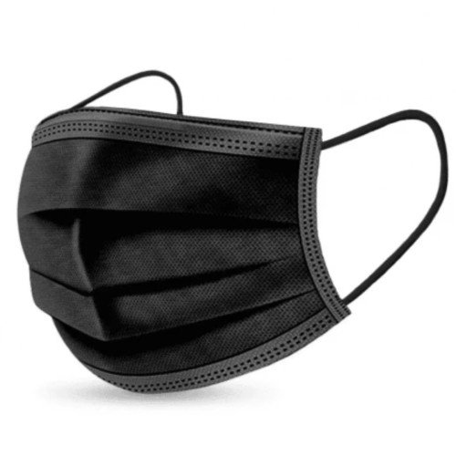 Mascarilla Quirúrgica negra tipo IIR con 3 capas con gomas. 50 uds.