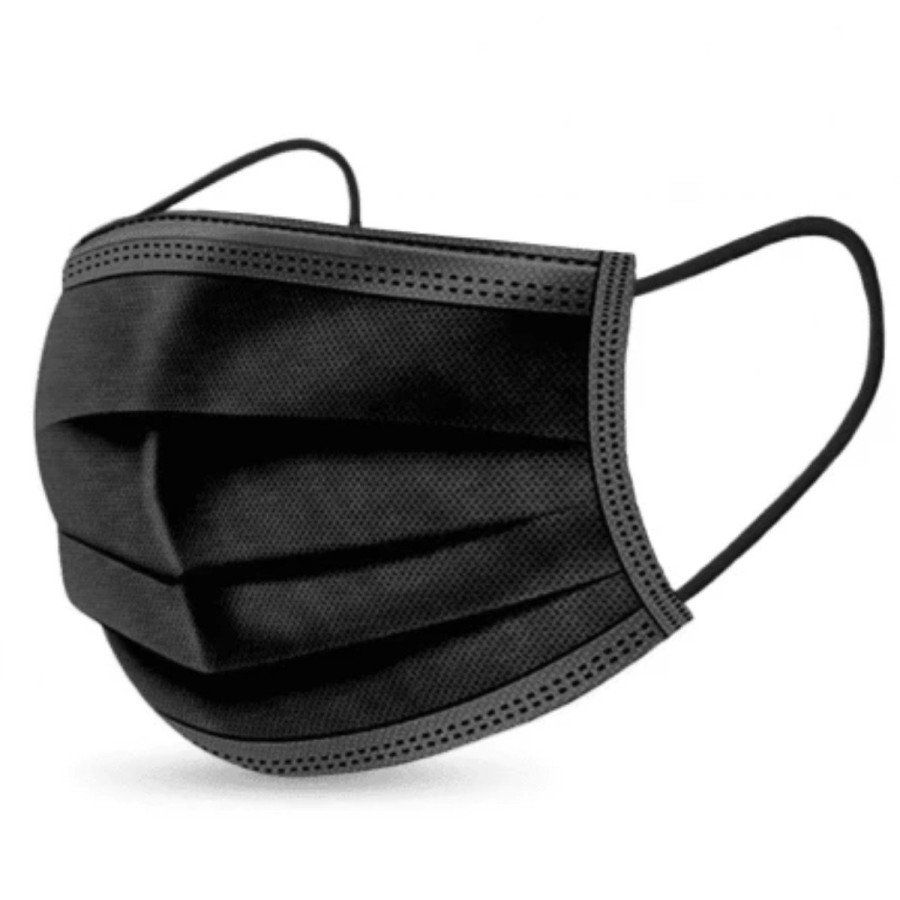 Mascarilla Quirúrgica negra tipo IIR con 3 capas con gomas. 50 uds.