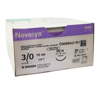 Sutura Novosyn Violet 3/0 DS19 (3/8) 70cm- 36 uds