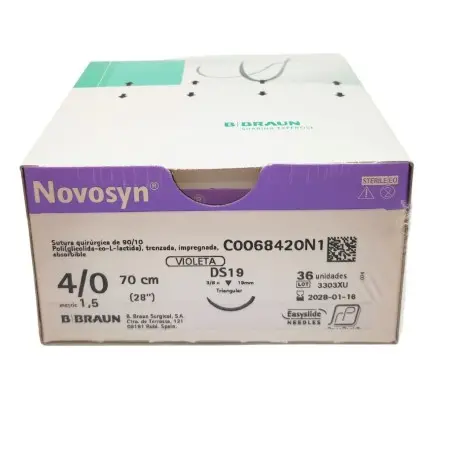 Sutura Novosyn Violet 4/0 (3/8) 70cm DS19 RCP 36u
