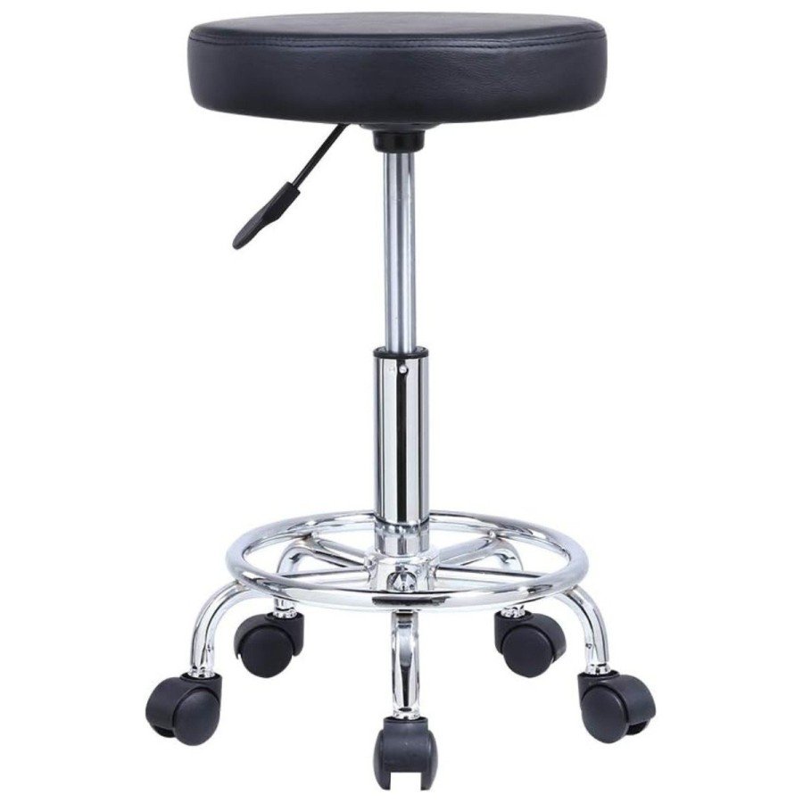 Taburete giratorio de 5 ruedas color negro. Taburete giratorio de 5 ruedas color negro.