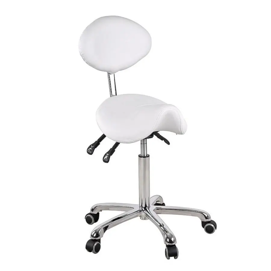 Taburete silla de montar blanco con respaldo ovalado DYNAMIC. Taburete silla de montar blanco con respaldo ovalado DYNAMIC.