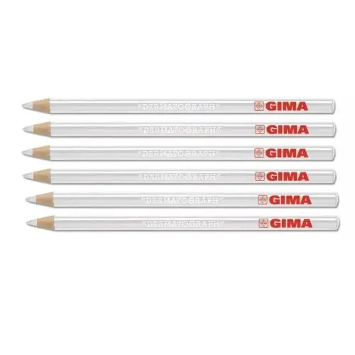 Lápiz dermográfico color blanco. Caja de 6uds.