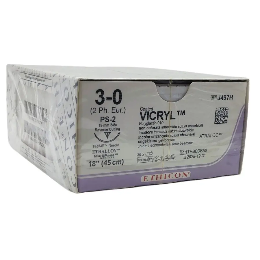 Sutura Ethicon VICRYL incolora 3/0 45cm. Disponible caja 36ud.
