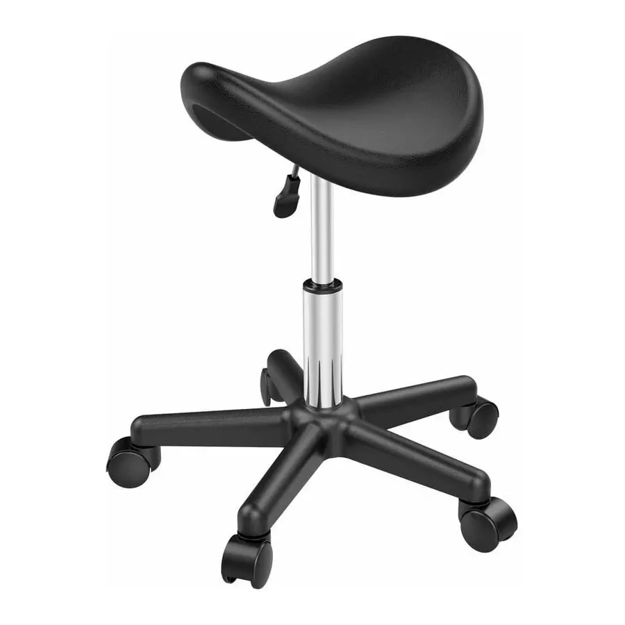 Taburete ergonómico negro con 5 ruedas giratorias | Sivemedical