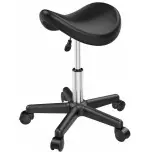 Taburete ergonómico negro con 5 ruedas giratorias | Sivemedical