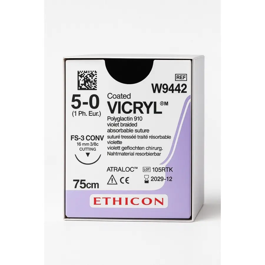Sutura Vicryl 5-0 Violeta Absorbible 75cm C/12 uds | En stock