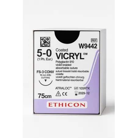 Sutura Vicryl 5-0 Violeta Absorbible 75cm C/12 uds | En stock